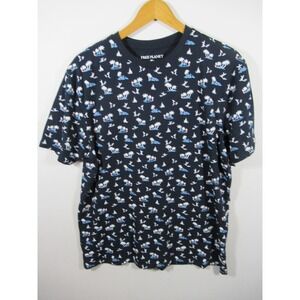 Free Planet Surfer Sailboat Print T-Shirt Men XL Blue Nautical Short Sleeve